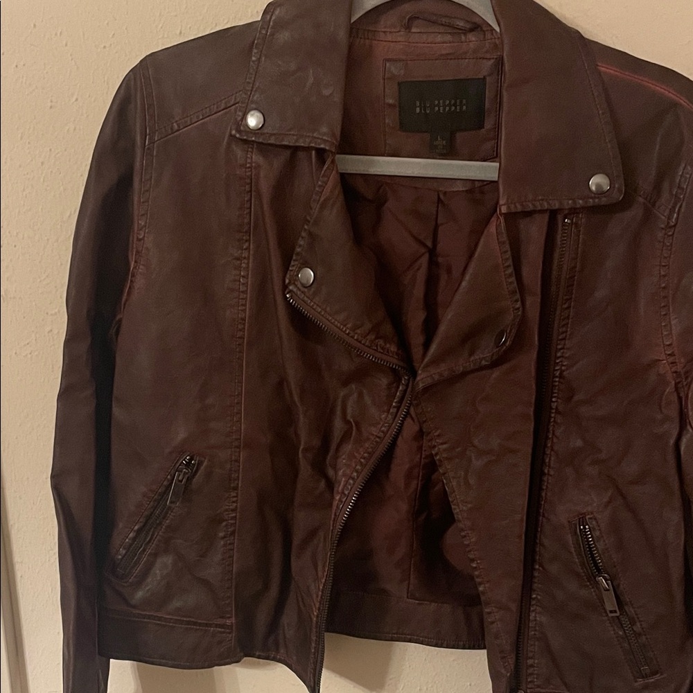 Blu Pepper Maroon Faux Leather Jacket